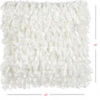 Shiny White Shaggy Throw Pillow