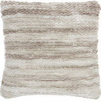 Petite Taupe and White Striped Throw Pillow