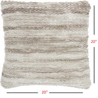 Petite Taupe and White Striped Throw Pillow