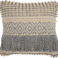 Bohemian Blue Macrame Throw Pillow