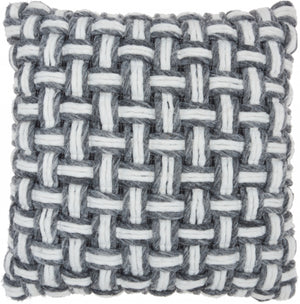 Gray and White Woven Throw Pillow