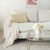 Cream Pom-Pom Detailed Lumbar Pillow