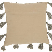 Gray Tasseled Throw Pillow