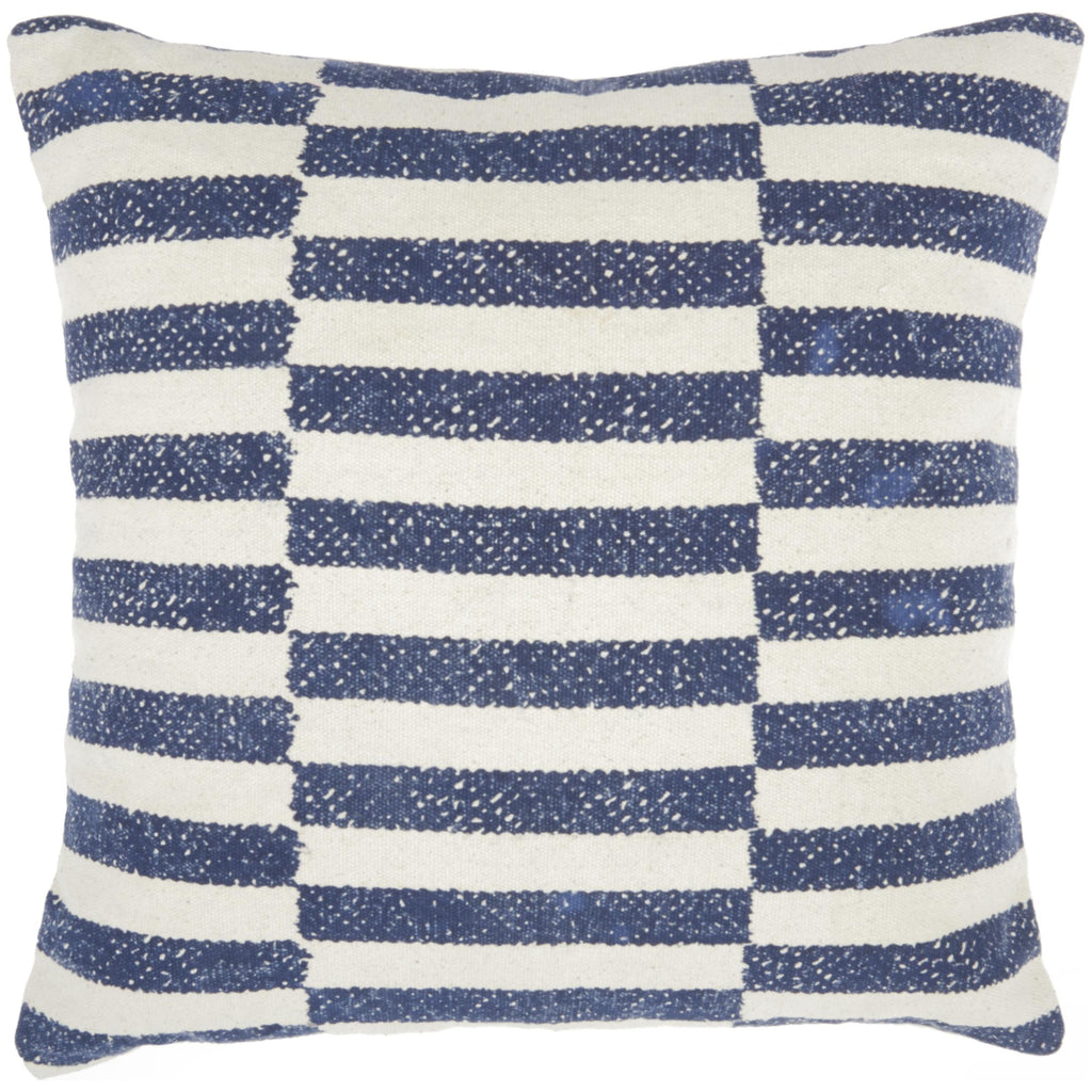 Navy Blue and Ivory Irregular Stripes Throw Pillow