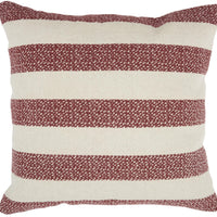 Red and Ivory Stripes Throw Pillow