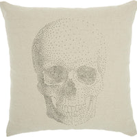 Natural Beige Faded Skull Throw Pillow