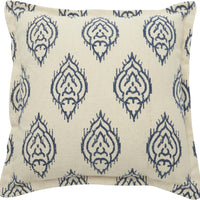 Indigo and Beige Medallion Throw Pillow