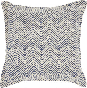 Indigo and Ivory Waves Throw Pillow