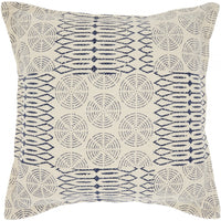 Indigo and Ivory Geometric Throw Pillow