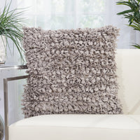 Loose Luscious Shag Light Gray Throw Pillow