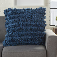 Loose Luscious Shag Dark Blue Throw Pillow