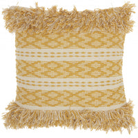 Mustard and Ivory Textured Throw Pillow