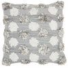 Floral Textured Gray and White Throw Pillow