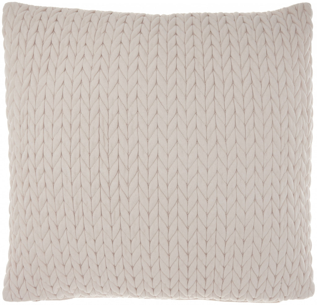 Off-White Braided Chevron Throw Pillow