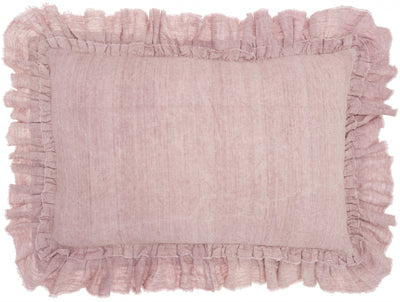 Dainty Ruffle Edged Pink Lumbar Pillow