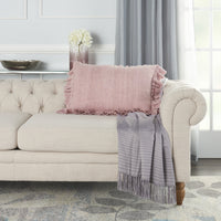 Dainty Ruffle Edged Pink Lumbar Pillow