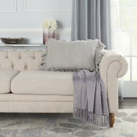 Dainty Ruffle Edged Light Gray Lumbar Pillow