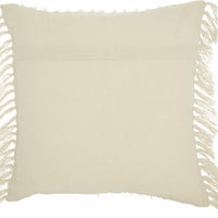 Tassel Detailed White Throw Pillow