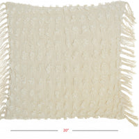 Tassel Detailed White Throw Pillow