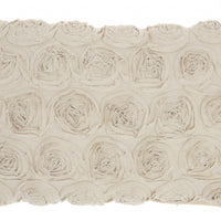 Off White Embossed Rose Lumbar Pillow