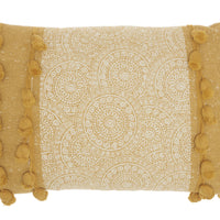 Mustard Rectangular Embellished Throw Pillow