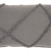 Gray Abstract Shaggy Detail Lumbar Pillow