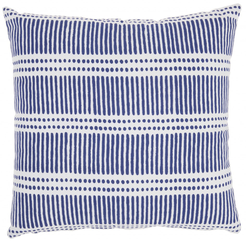 Mod Navy Blue Dots and Lines Throw Pillow