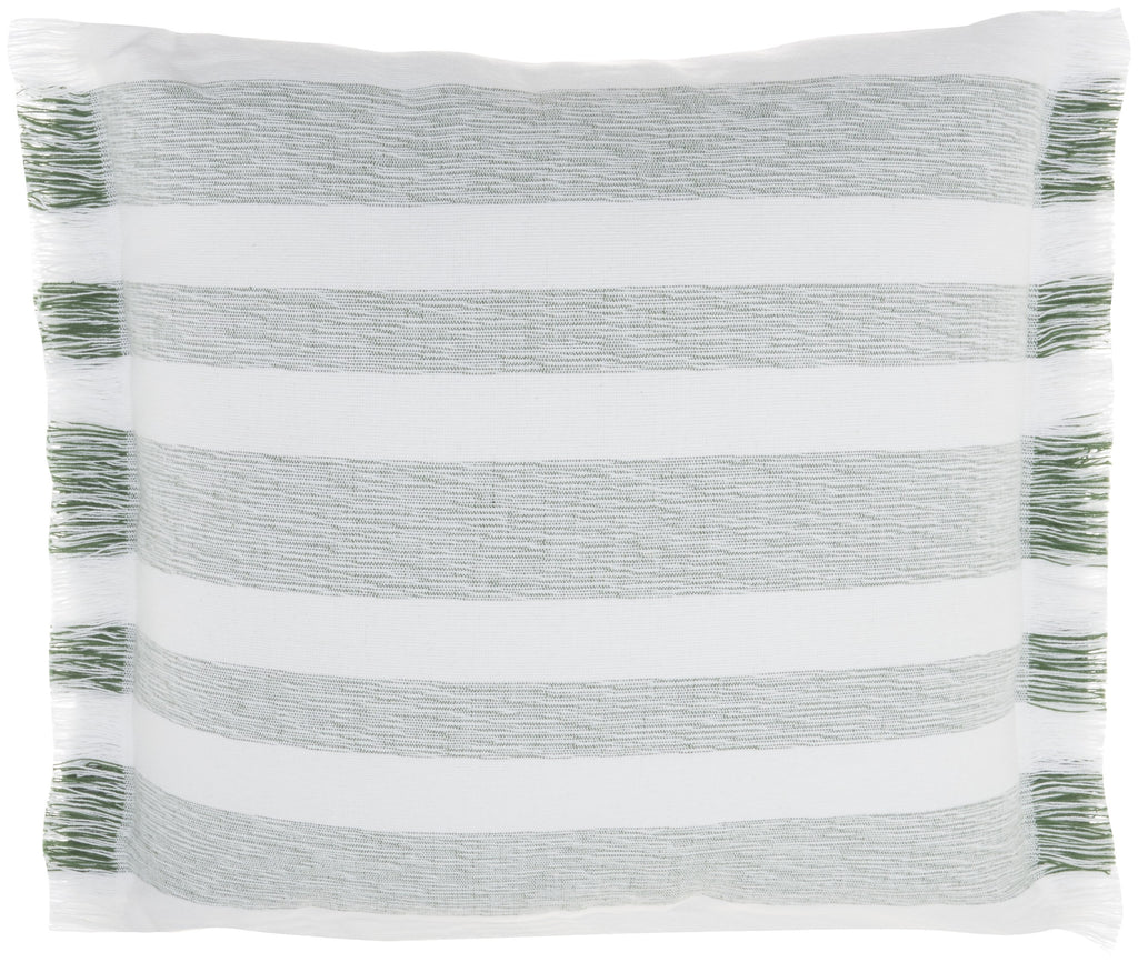 Green and White Soft Stripes Square Throw Pillow