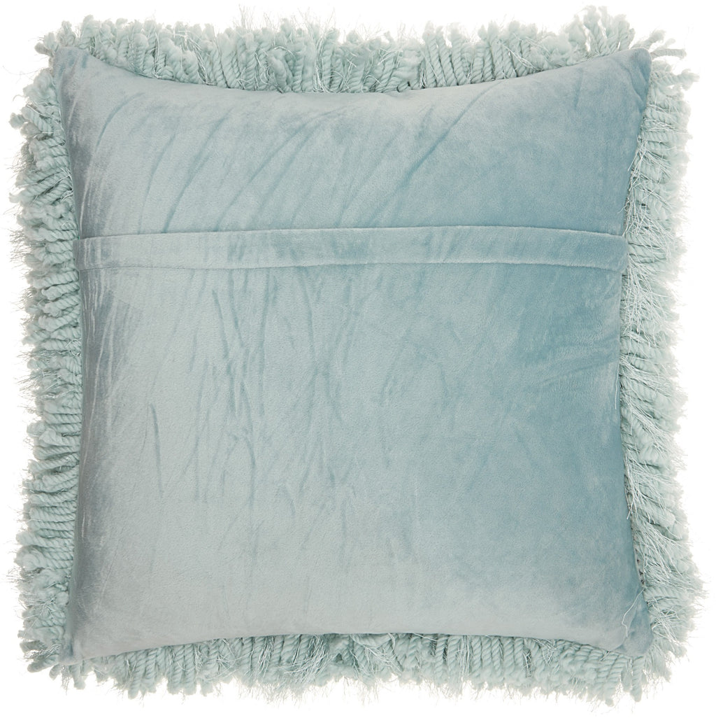 Fluffy Celadon Blue Shag Accent Throw Pillow