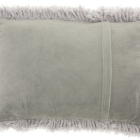 Pale Gray Knubby Plush Lumbar Throw Pillow