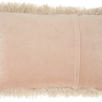 Beige Super Shaggy Throw Pillow