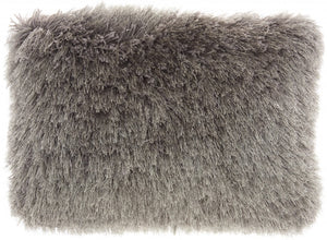 Slate Gray Super Shaggy Throw Pillow