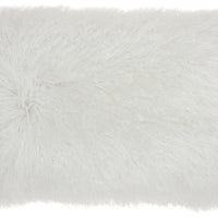 White Super Shaggy Throw Pillow