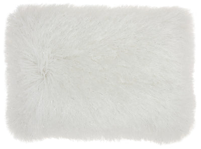 White Super Shaggy Throw Pillow