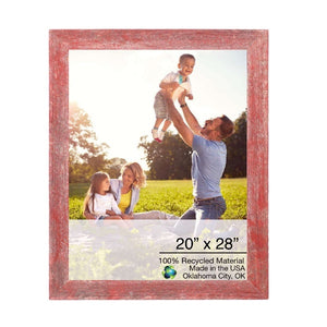 20" x 28" Rustic Farmhouse Red Wood Frame