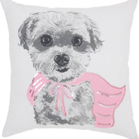 White and Pink Super Pup Throw Pillow