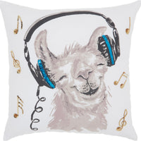 White and Teal Groovy Llama Throw Pillow