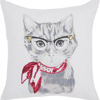 White and Red Cool Kitty Throw Pillow