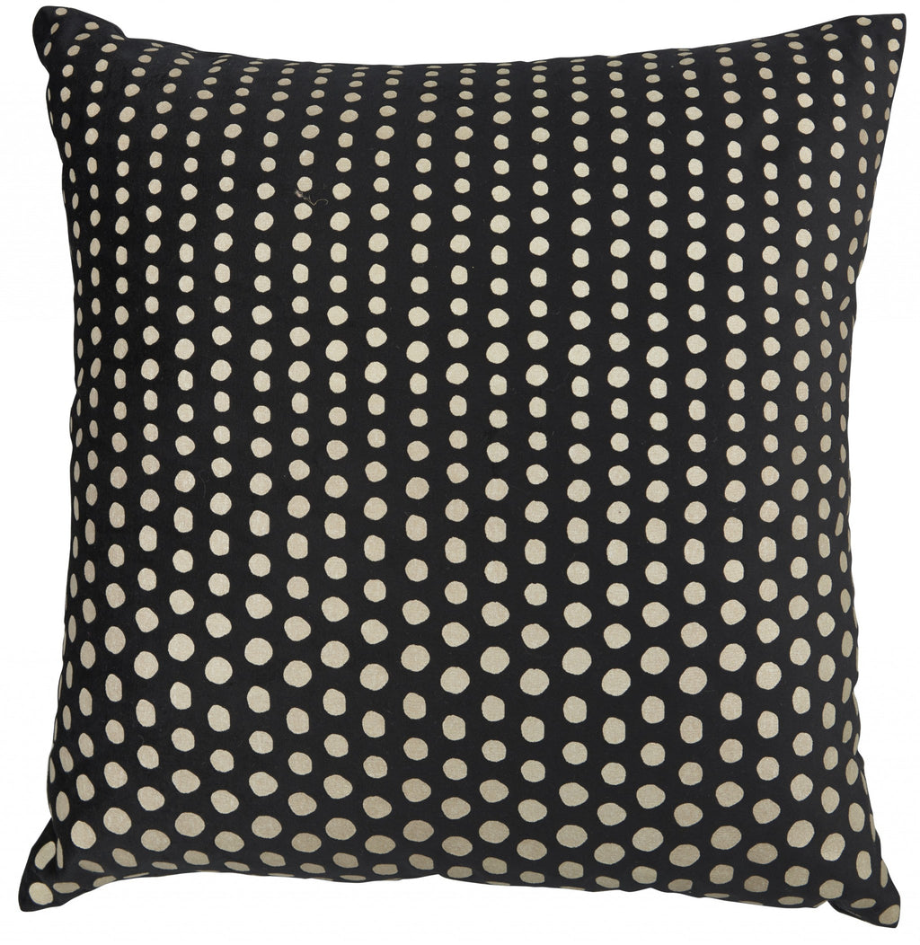 Black and Gold Polka Dot Throw Pillow