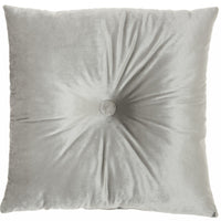 Light Gray Center Beaded Tuft Throw Pillow