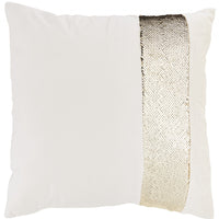 White Throw Pillow with Sequin Stripe