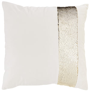 White Throw Pillow with Sequin Stripe