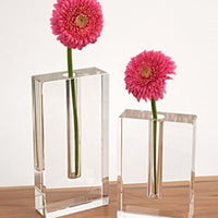 Modern Clear 8" Block Optical Crystal Vase