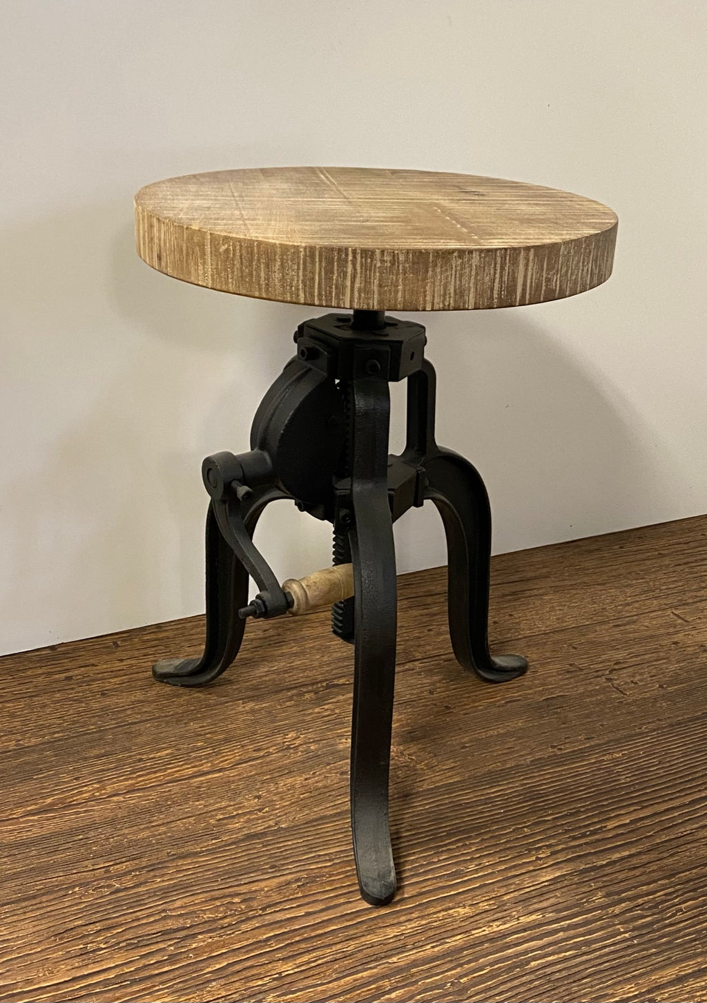 Industrial Adjustable Rustic Crank Stool