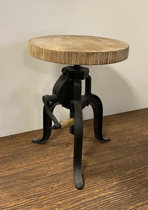 Industrial Adjustable Rustic Crank Stool