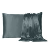 Gray Dreamy Set of 2 Silky Satin King Pillowcases