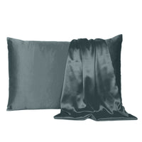 Gray Dreamy Set of 2 Silky Satin King Pillowcases