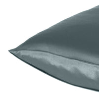 Gray Dreamy Set of 2 Silky Satin King Pillowcases