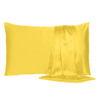 Lemon Dreamy Set of 2 Silky Satin King Pillowcases