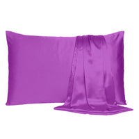 Purple Dreamy Set of 2 Silky Satin Standard Pillowcases